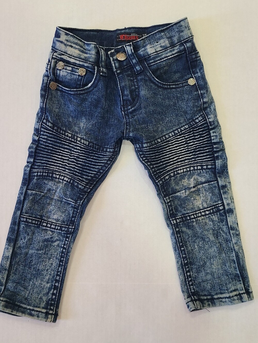 Chams Denim Boy's Sz 3T Moto Denim Jeans Vintage Y2K Rocker Grunge Toddler Jeans